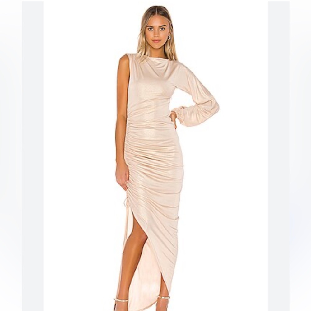 Revolve Michael Costello X‎  NWT Size XS Lacey Gown Champagne Maxi